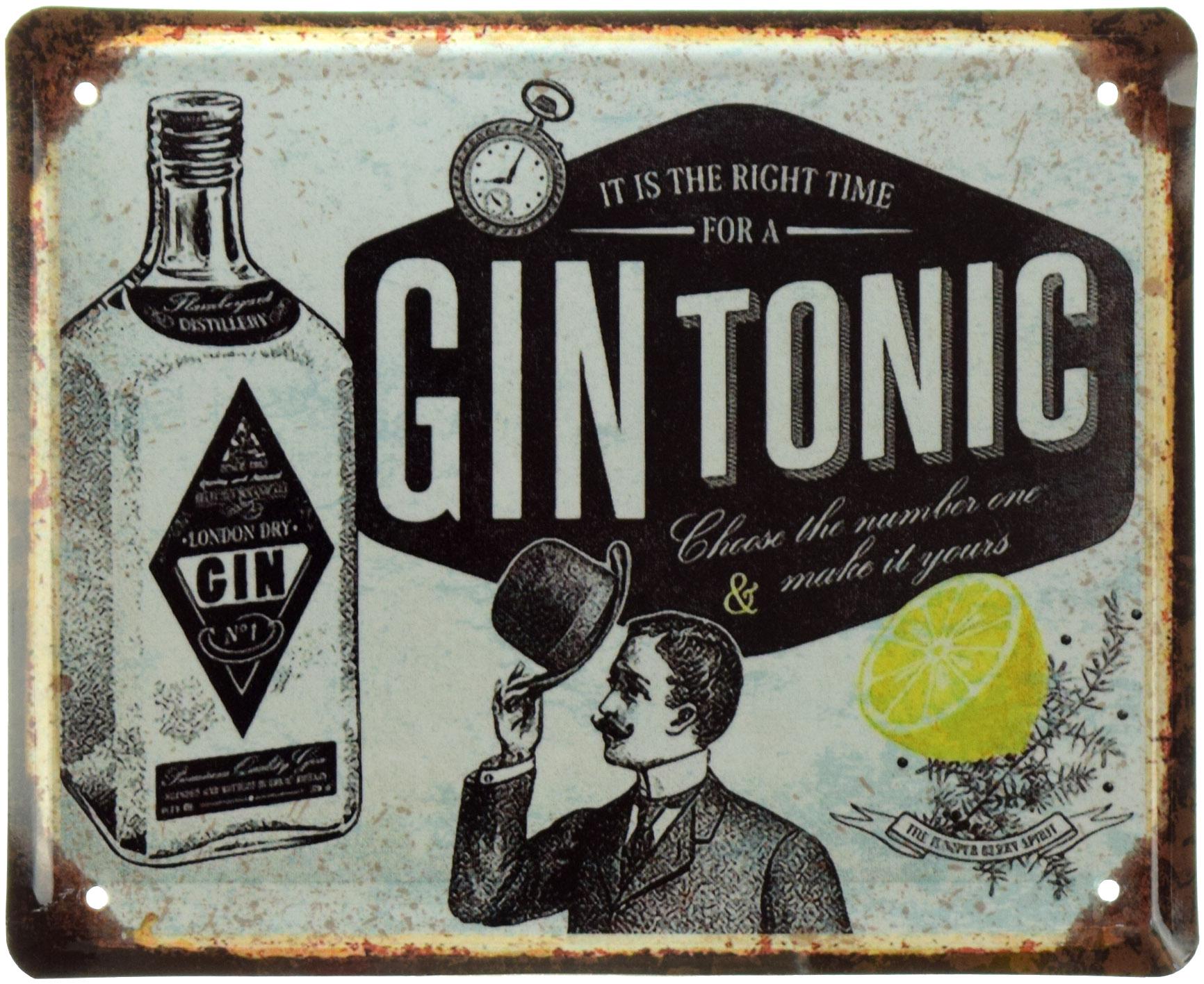 Табличка металлическая Джин Тоник/Gin Tonic 18x22 см