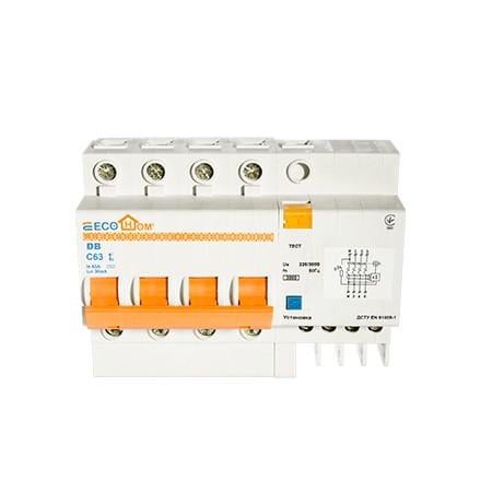 Дифавтомат ECOHOME ECO 4p 63A/30мА/3kA тип C ECO030020007 (70659)
