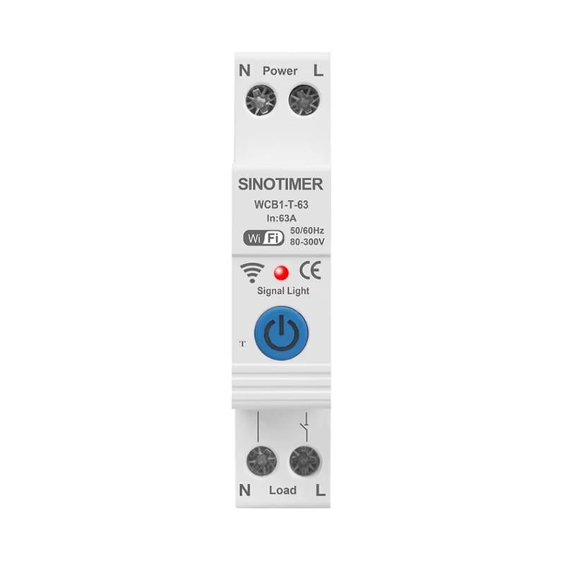 Выключатель умный WiFi Sinotimer с таймером 1P+N 63A 230V Smart Life/Tuya (WCB1-T-63)