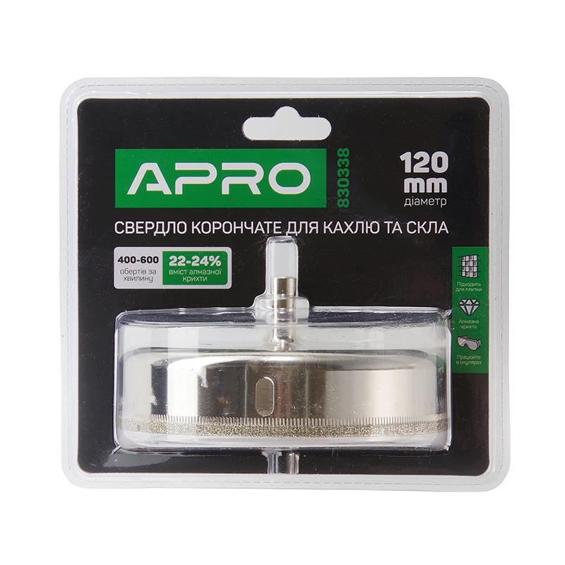 Сверло трубчатое Apro с алмазным напылением для стекла и кафеля 120 мм (830338) - фото 2