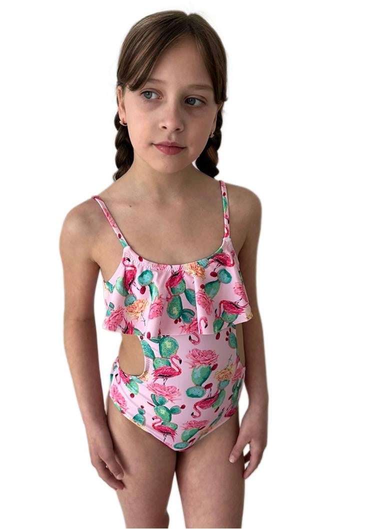 Купальник сплошной Keyzi 146 см Flamants big 1 psc рисунок Розовый