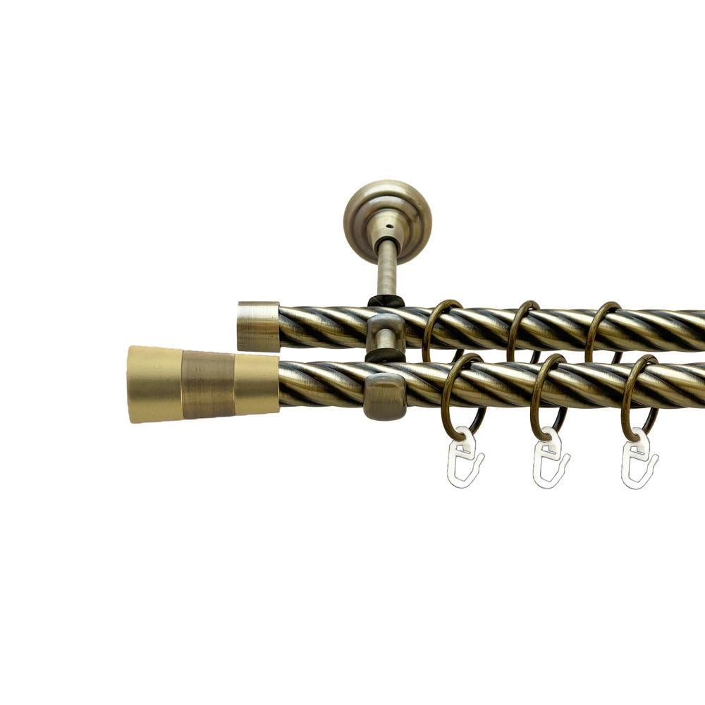 Карниз Orvit Валео металевий дворядний відкритий скручена труба кільце металеве 19/19 мм 240 см Антик (00-00022191)