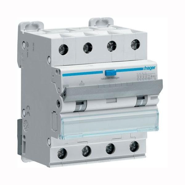 Дифавтомат Hager 10A 300mA 6kA 4 полюса тип C тип Hi AFH460H (11619)