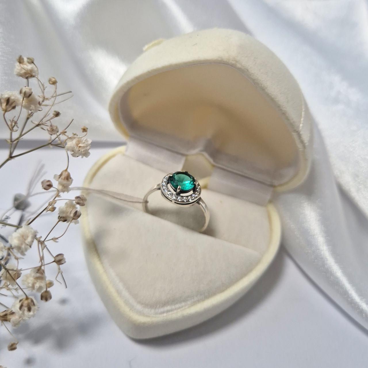 Кольцо женское с камнем р. 18,0 серебро 925 2,00 г Морская волна (11090)