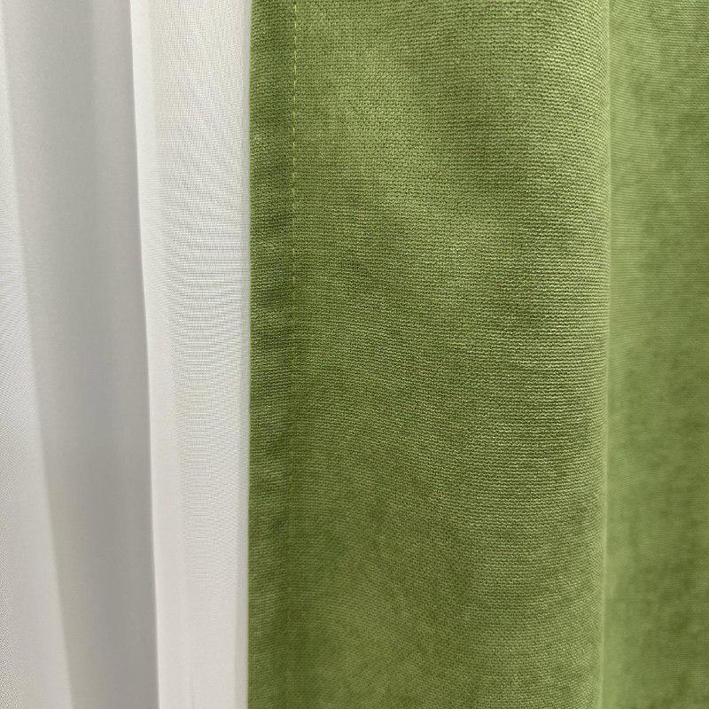 Комплект штор микровелюр 2 шт. 1,5х2,7 м готовые на шторной тесьме 6 см Оливковый (petek-586) - фото 6