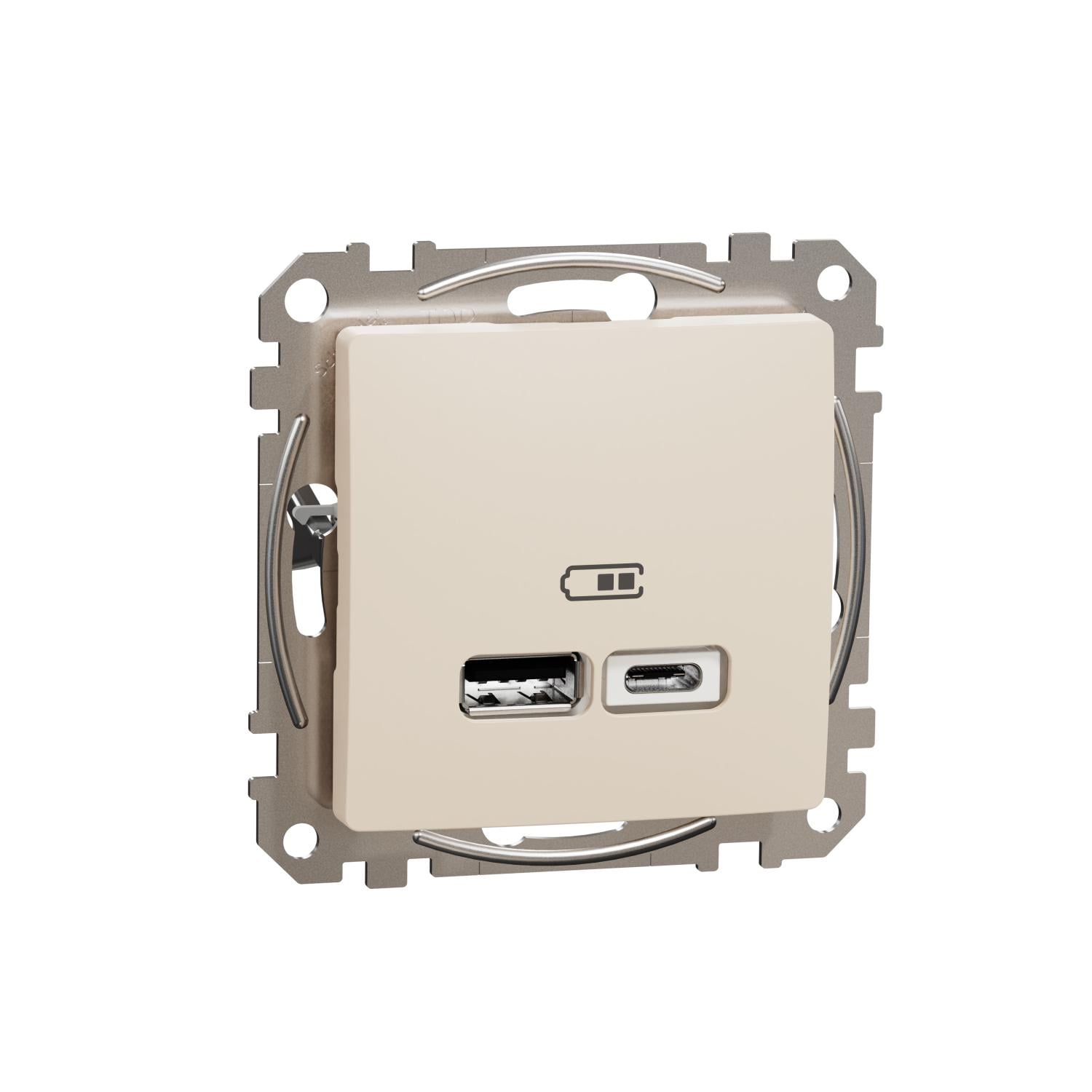 Розетка USB двойная Schneider Electric Sedna Design A+C Бежевый (SDD112402) Розетка USB двойная Schneider Electric Sedna Design A+C Бежевый (SDD112402)