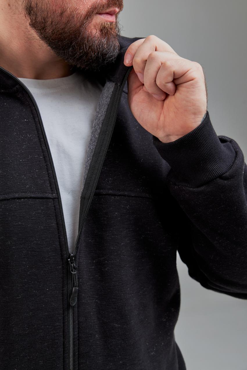 Кофта чоловіча М0143.4 на замку 3XL Чорний флам (636-1-65) - фото 6 Кофта чоловіча М0143.4 на замку 3XL Чорний флам (636-1-65) - фото 6