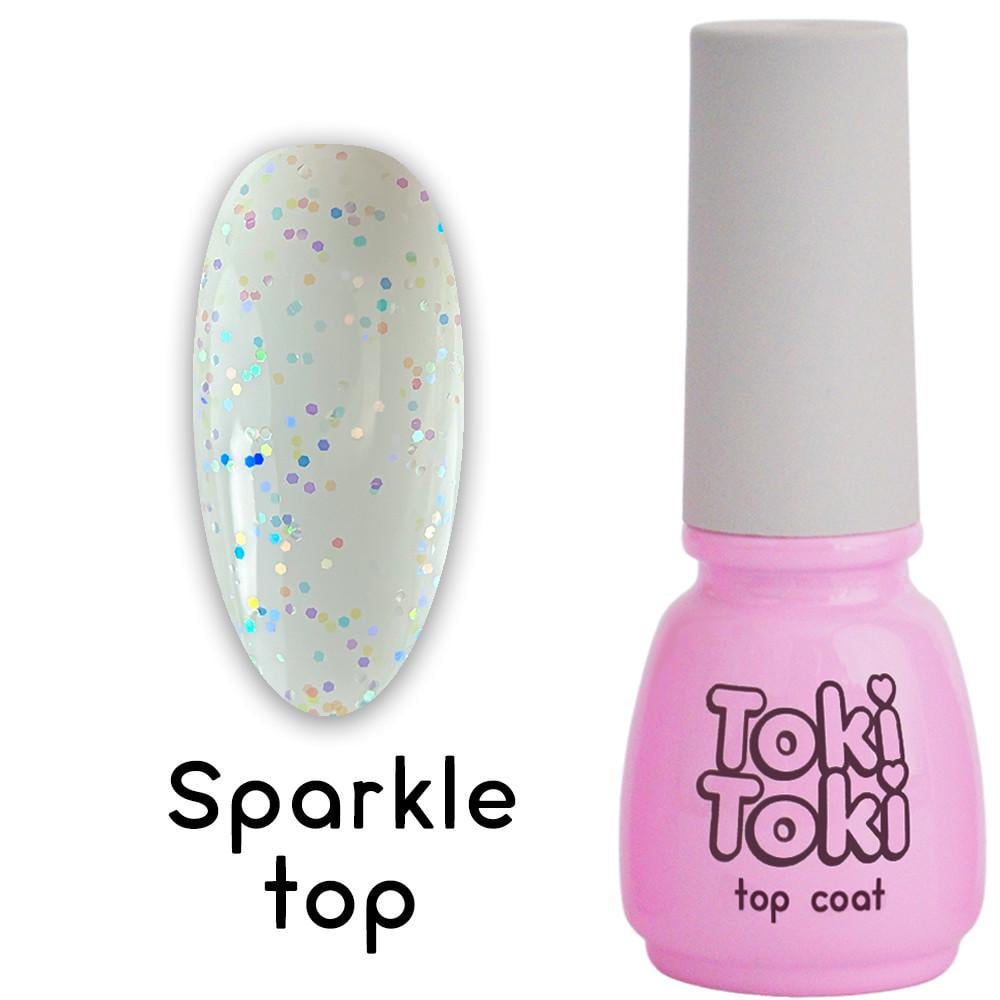 Топ для ногтей без липкого слоя Toki-Toki Sparkle top 5 мл блестящие частички