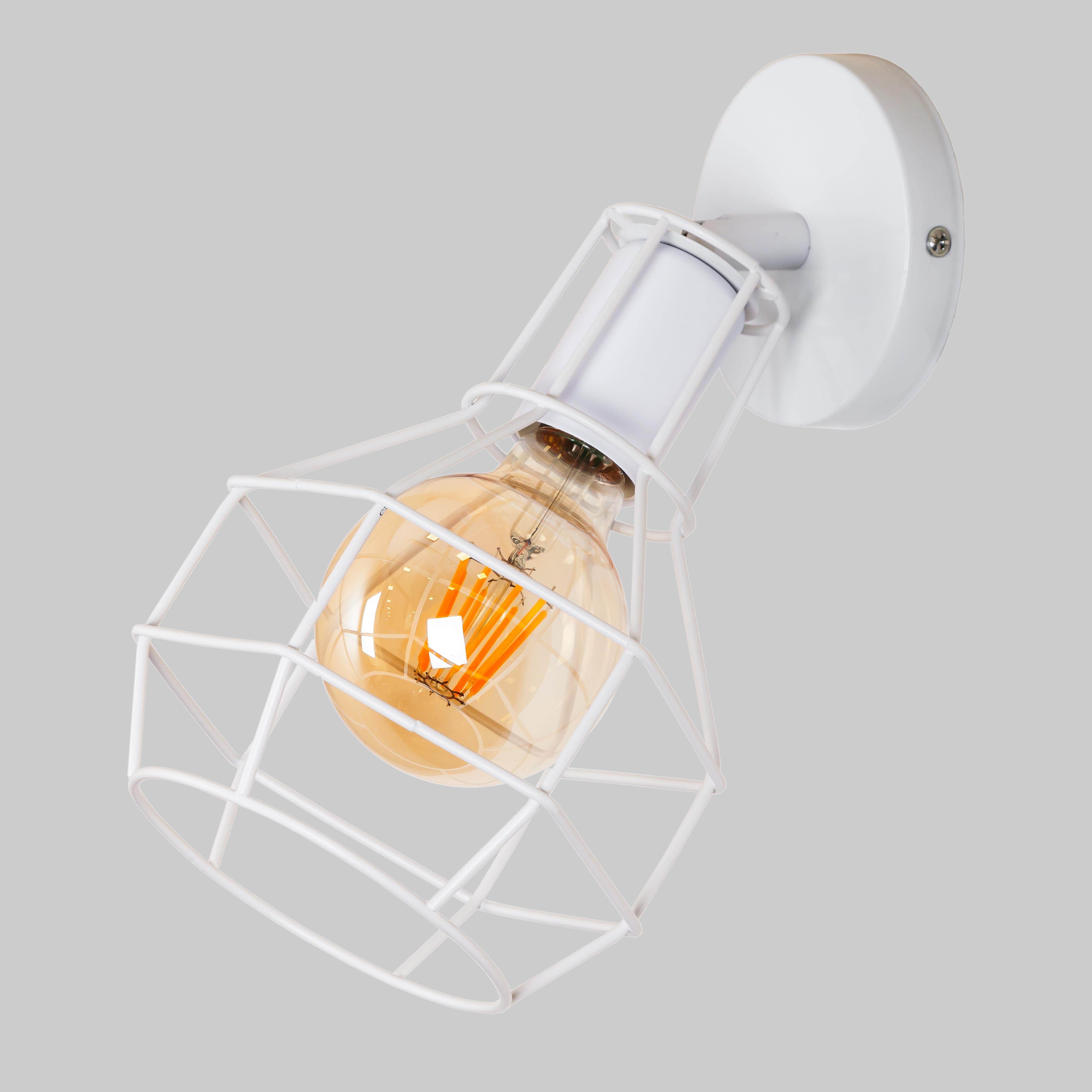 Бра металлическое в стиле лофт Industrial Cage Белый (07-W116F2-1 WH)