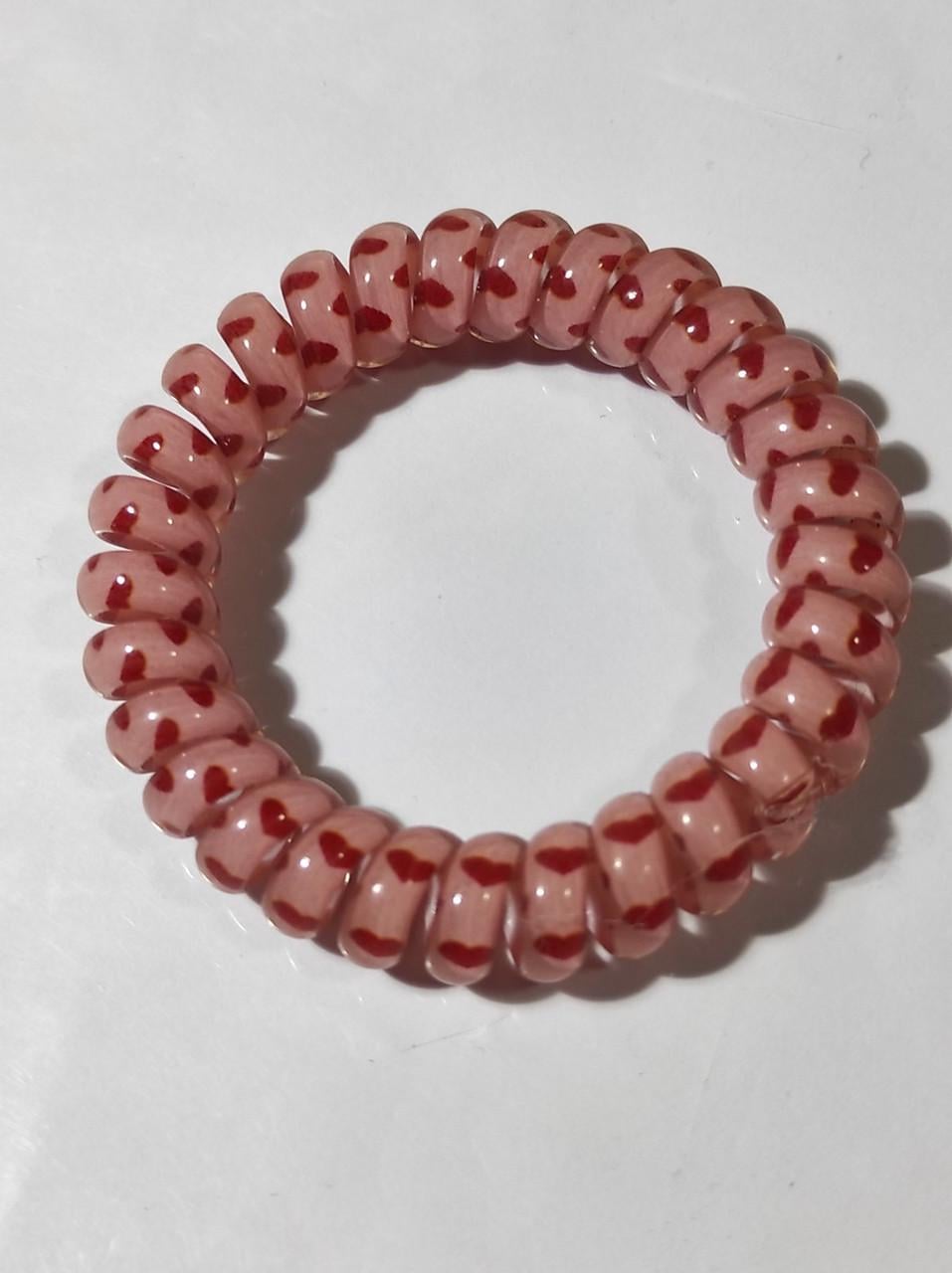 Резинка Спираль толстая с сердечками 5,5 см Красный (52-4-1790-ЧЕР)