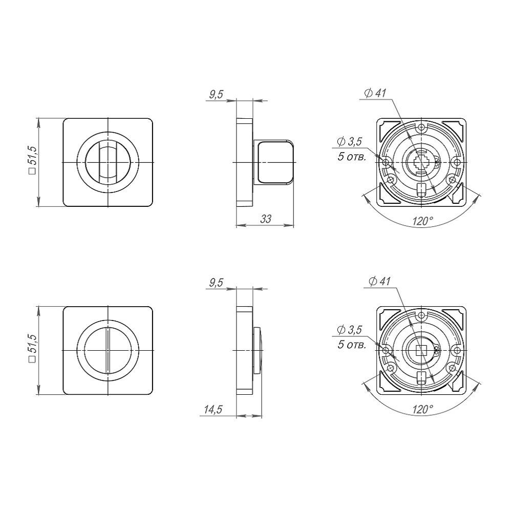 Ручка поворотная Ajax BK6.K.JK51 BK6 JK SN/CP-3 матовый никель/хром (41383) - фото 2