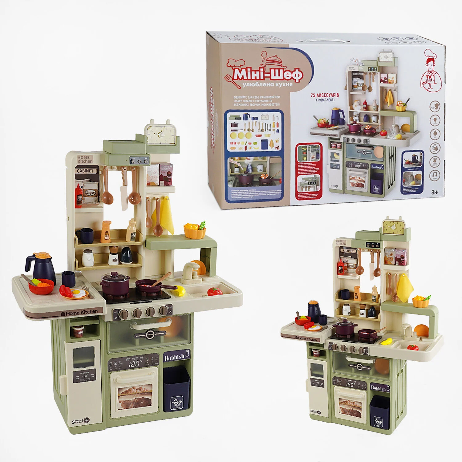 Кухня игровая TK Union Group Мини-Шеф 75 элементов/подсветка Green (159740) - фото 2 Кухня игровая TK Union Group Мини-Шеф 75 элементов/подсветка Green (159740) - фото 2
