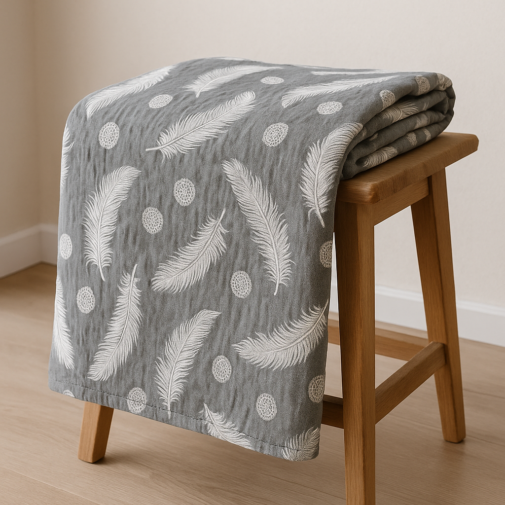 Плед муслиновый Feather полуторный 160х220 см Серый (MH-9225-48/WP/х160)