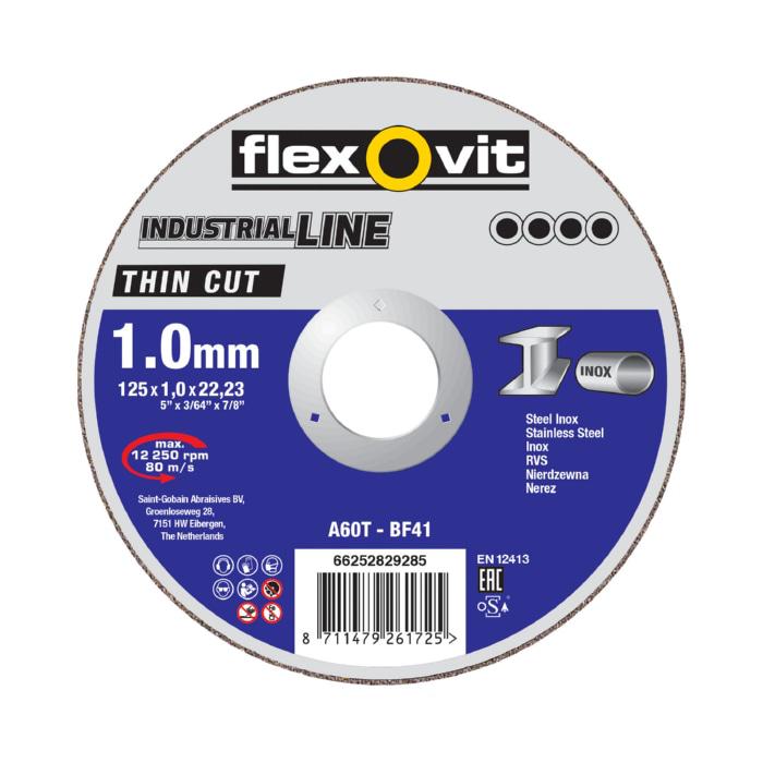 Круг отрезной по металлу Flexovit A46T-BF41 Inox Thin cut 6650 об/мин 230х1,9х22,2 мм 66252829660 (13918)