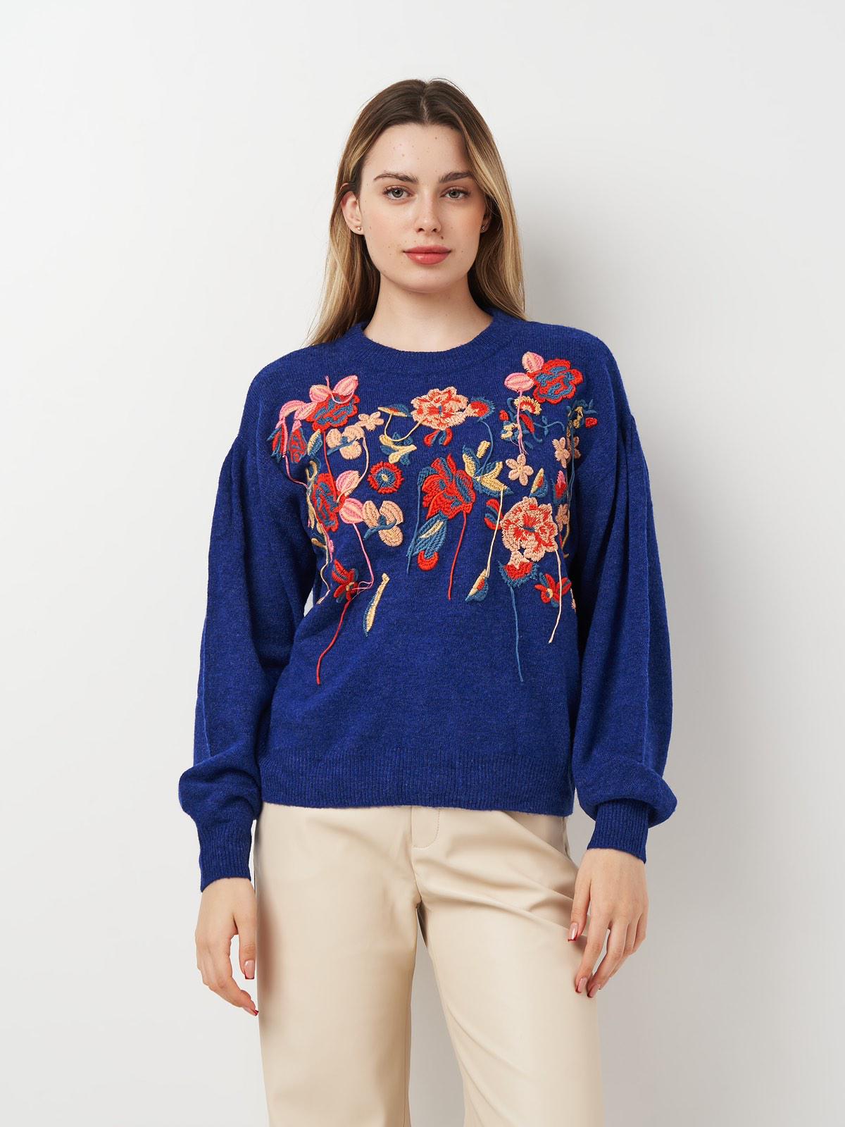 Свитер с вышивкой M Темно-синий (2001053ral)