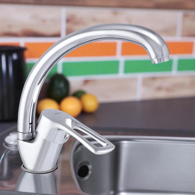 Кран для кухонної мийки високий одноважільний Zerix YUB-181 цинковий сплав Хром (b-ZX0103) - фото 3