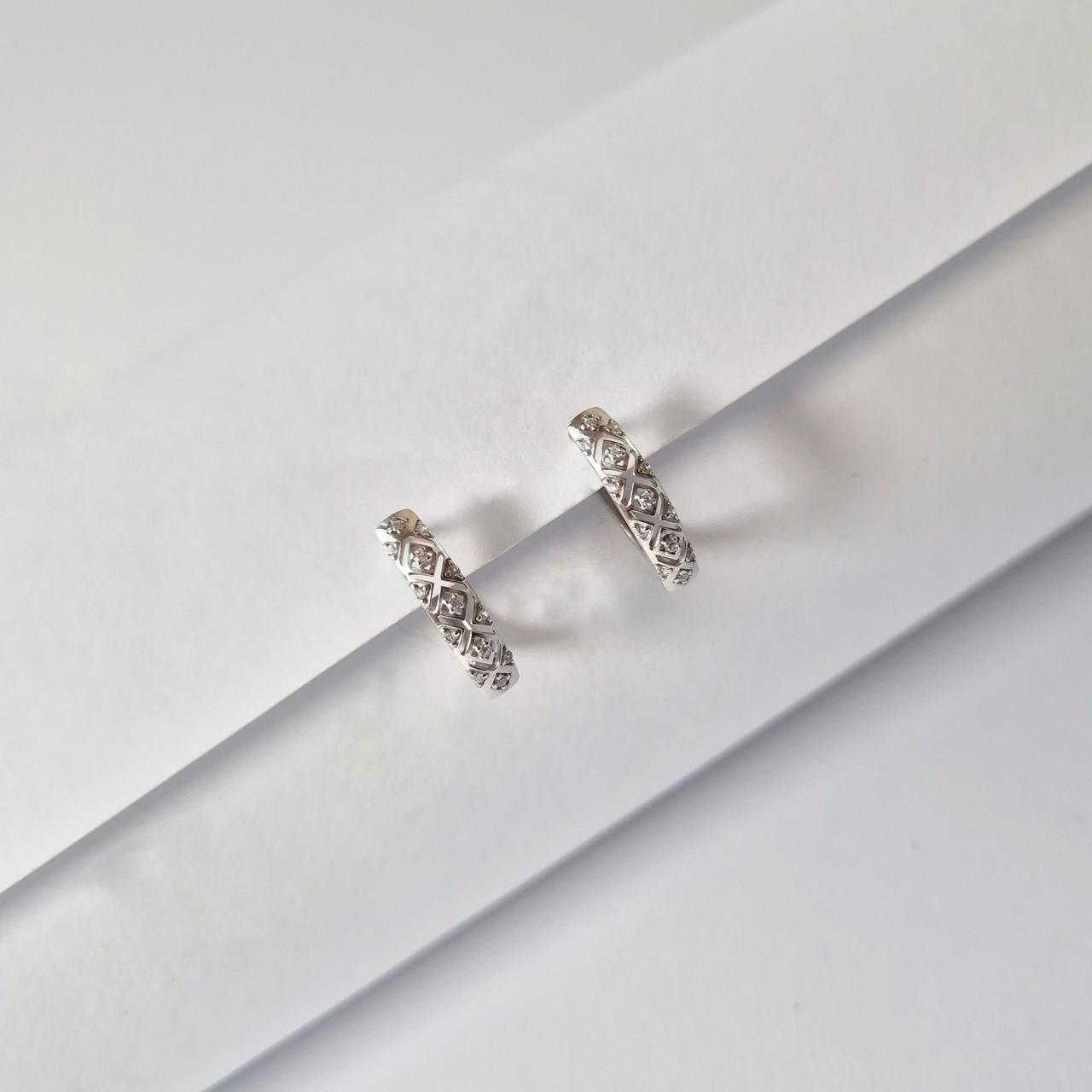 Серьги Палочки в белых камнях серебро 925 пробы 1,69 г (1592)