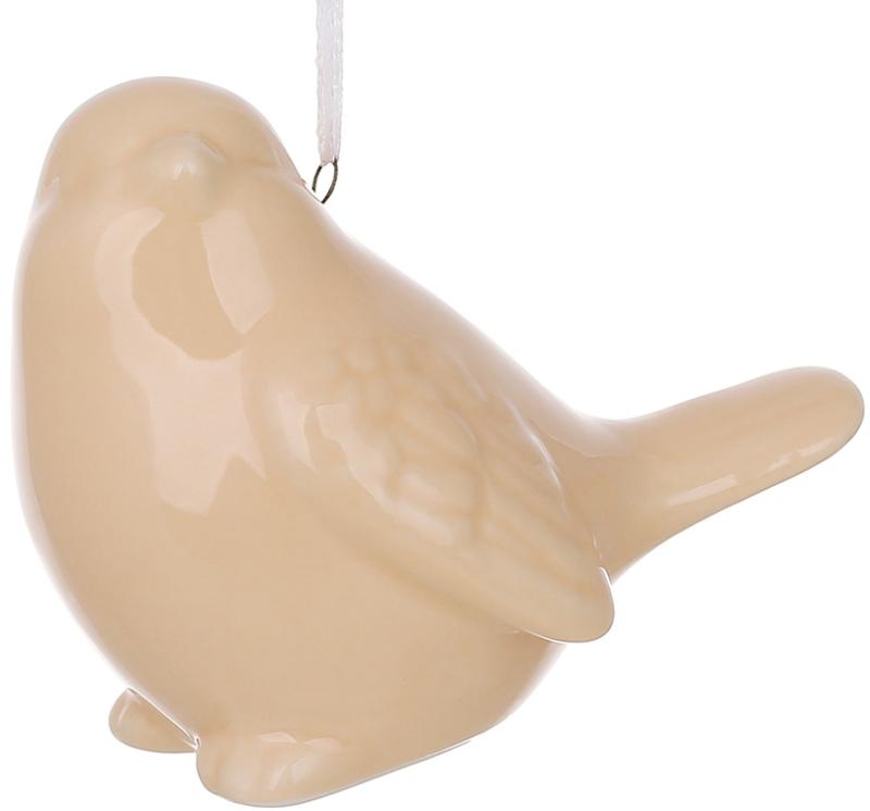 Набір підвісних порцелянових фігурок Пташки 6 шт. 9 см Персиковий