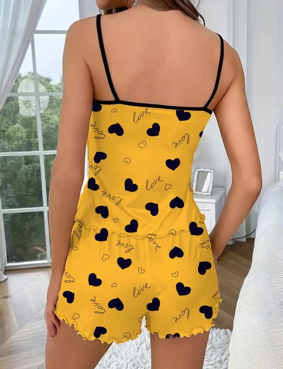 Пижама женская Love с шортами S Желтый (2686488334) - фото 4 Пижама женская Love с шортами S Желтый (2686488334) - фото 4