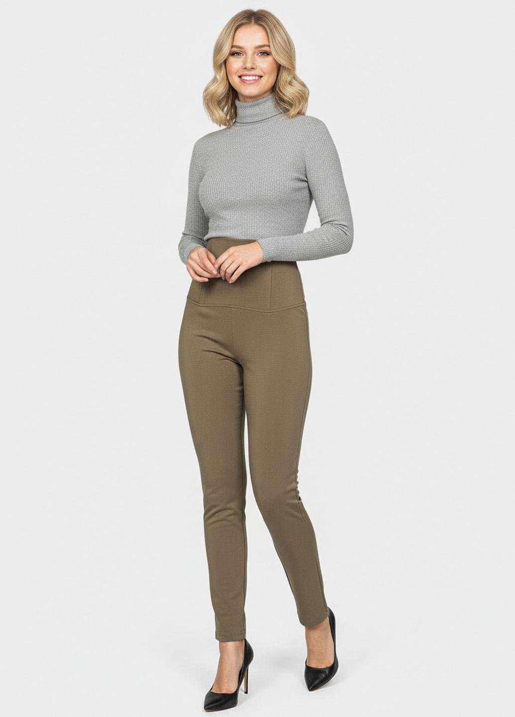 Брюки жіночі демісезонні Forza Viva FV-122943-1 з завищеною талією р. 46 Бежевий (17852297)