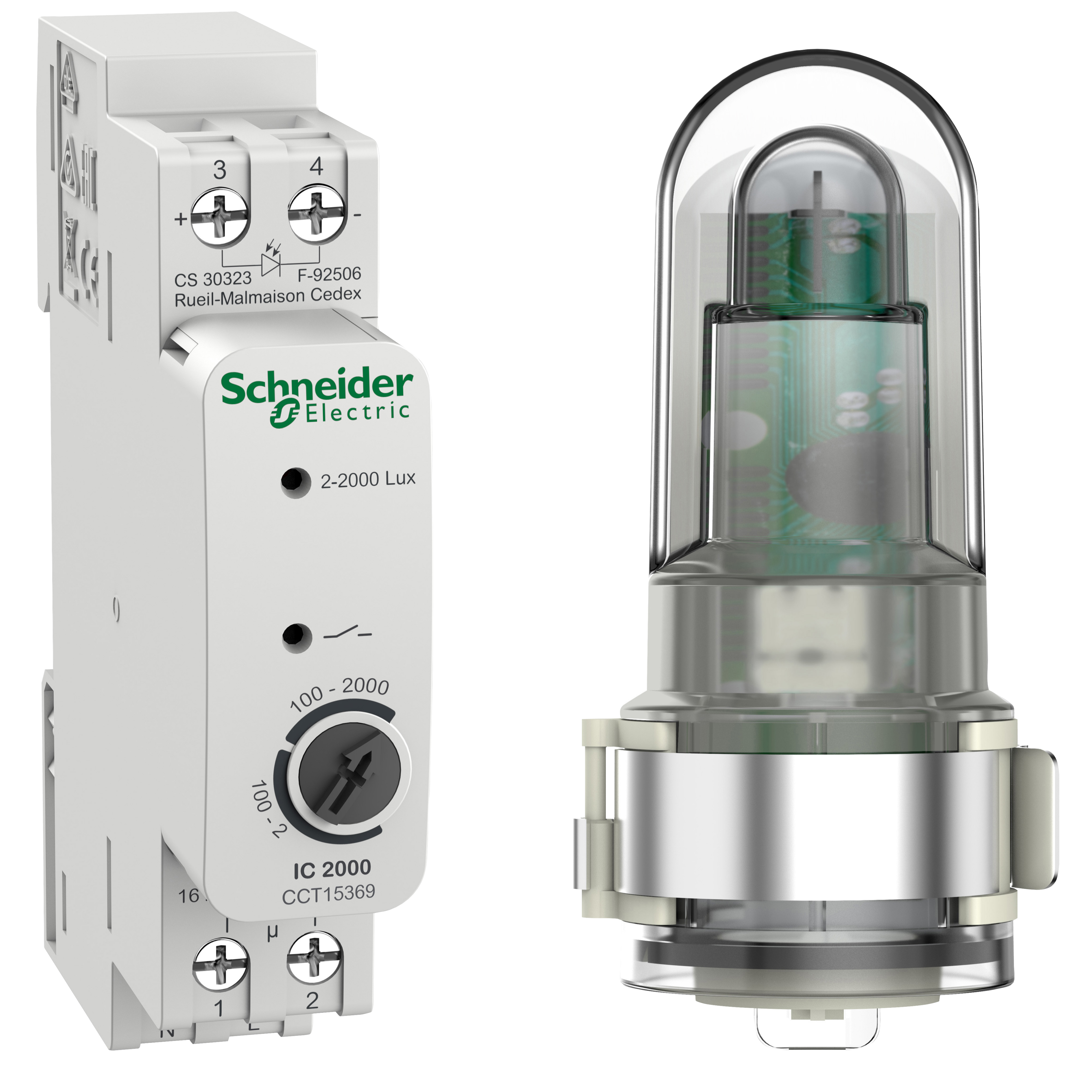 Реле сумеречное Schneider Electric IC2000d 16A 230V 2-2000Lx с датчиком внешний (CCT15369)