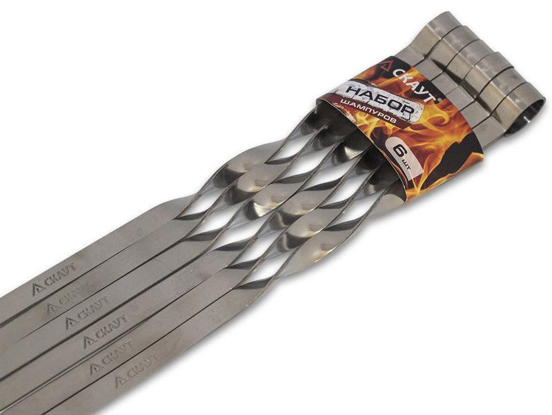 Набор из 6 шампуров Kamille скаут из нержавеющей стали 45 см - фото 2 Набор из 6 шампуров Kamille скаут из нержавеющей стали 45 см - фото 2