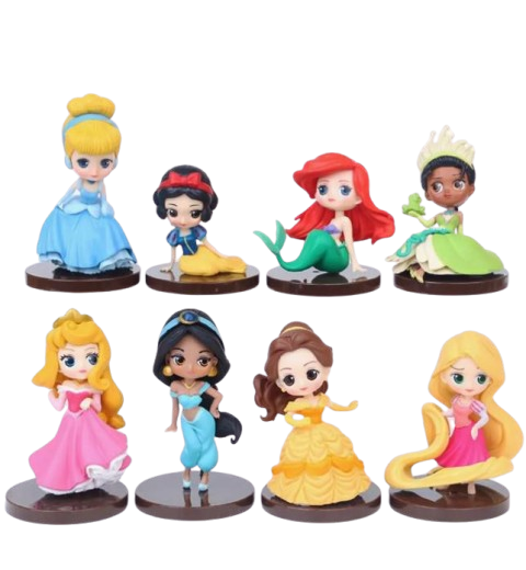 Фигурки Princess Золушка/Белоснежка/Русалочка Ариэль/Белль/Рапунцель/Жасмин 8 шт. 5,2-8,2 см