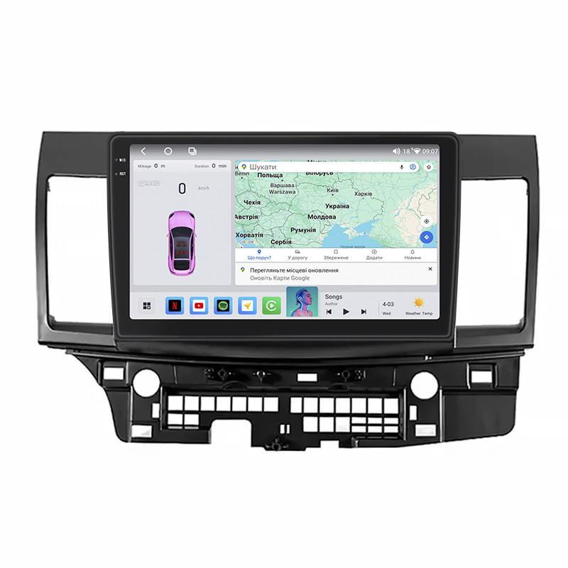 Автомагнитола штатная Lesko для Mitsubishi Lancer Evolution X 2007-2016 10" 4/64 QLED CarPlay 4G Wi-Fi GPS