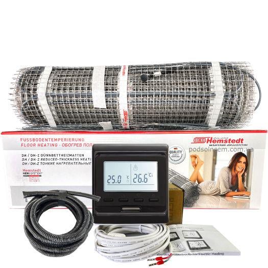 Мат нагревательный Hemstedt DH под плитку 1,0 м2/Терморегулятор программированный Черный (50003)
