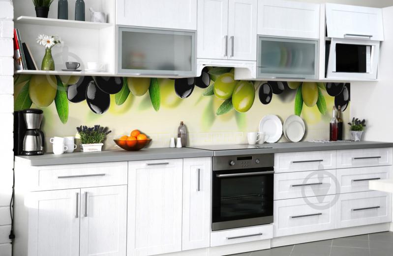 Скинали на кухню Zatarga «Глянцевые оливки» 600х2500 мм виниловая 3Д наклейка кухонный фартук самоклеящаяся