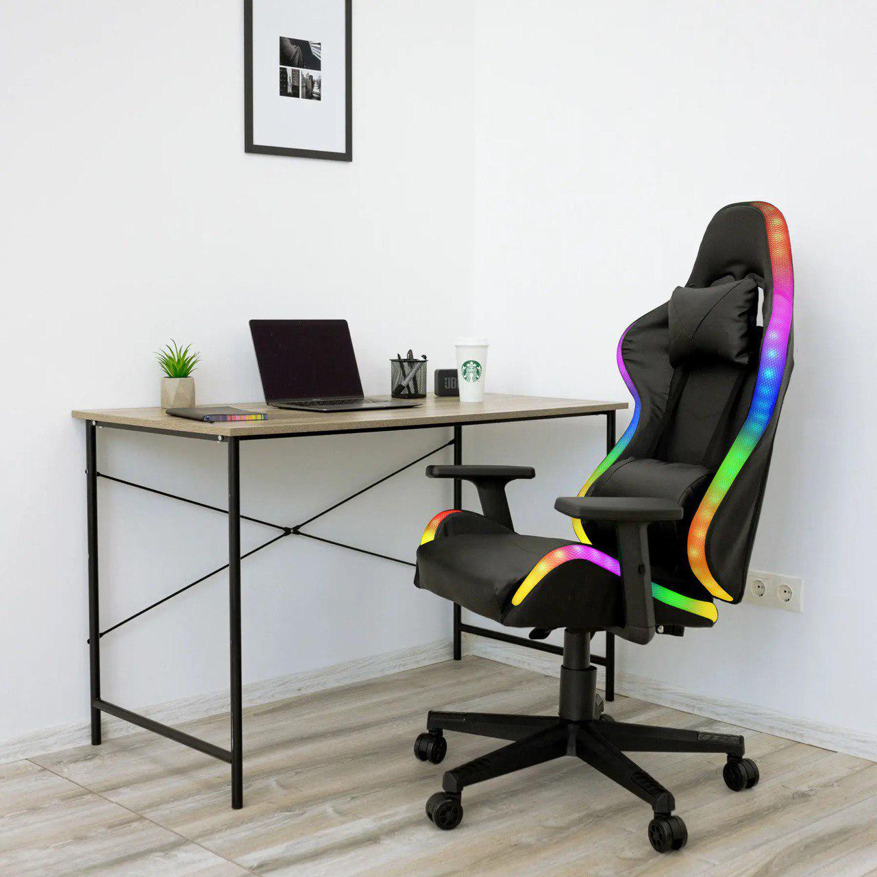 Крісло комп'ютерне геймерське для дому офіса 4Points XT LED з підсвіткою та подушками Чорний (40045) - фото 2