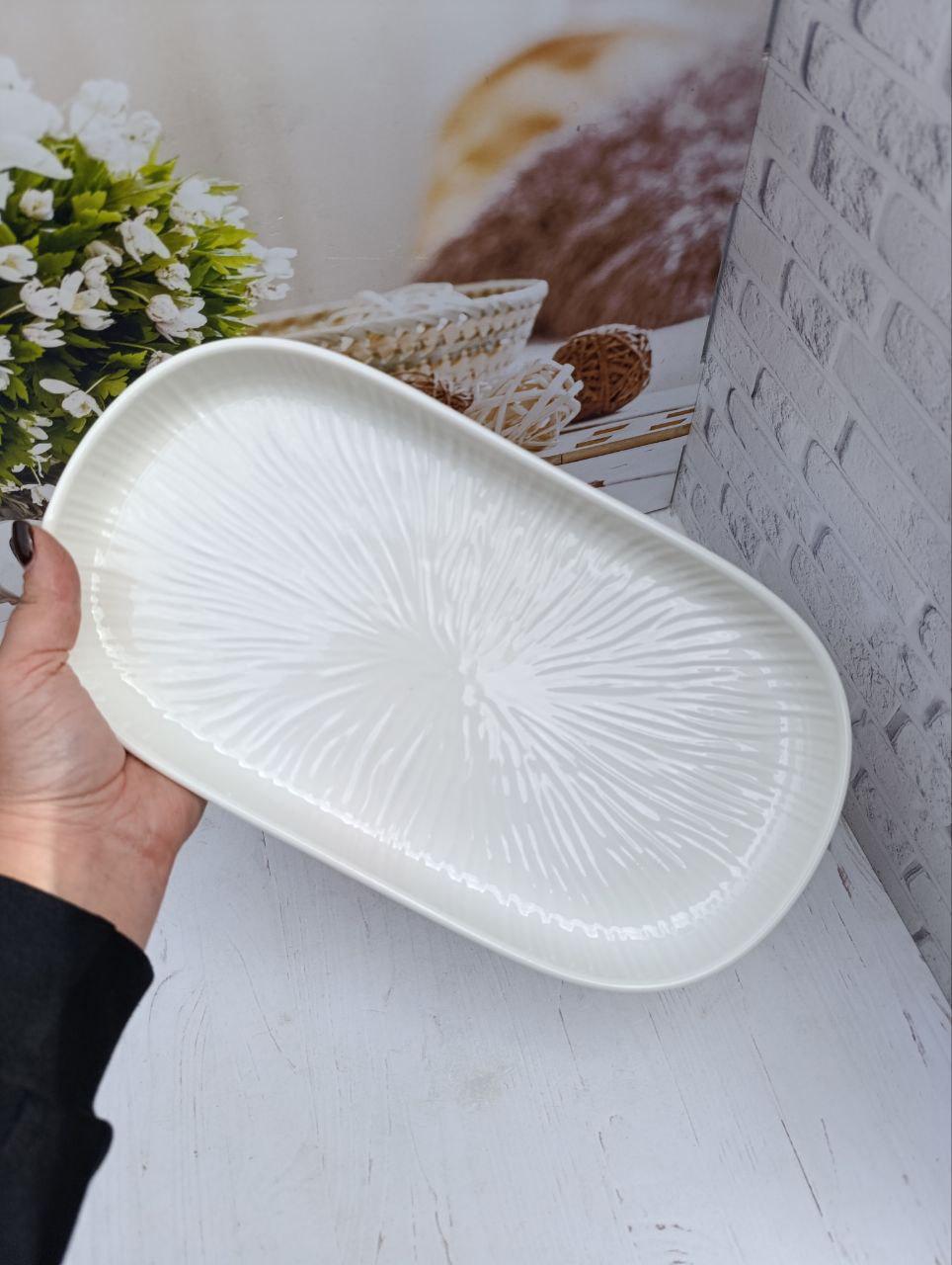 Блюдо сервірувальне Stenson MC5587 порцеляна 30,5х17,5 см Білий (MC5587) - фото 4