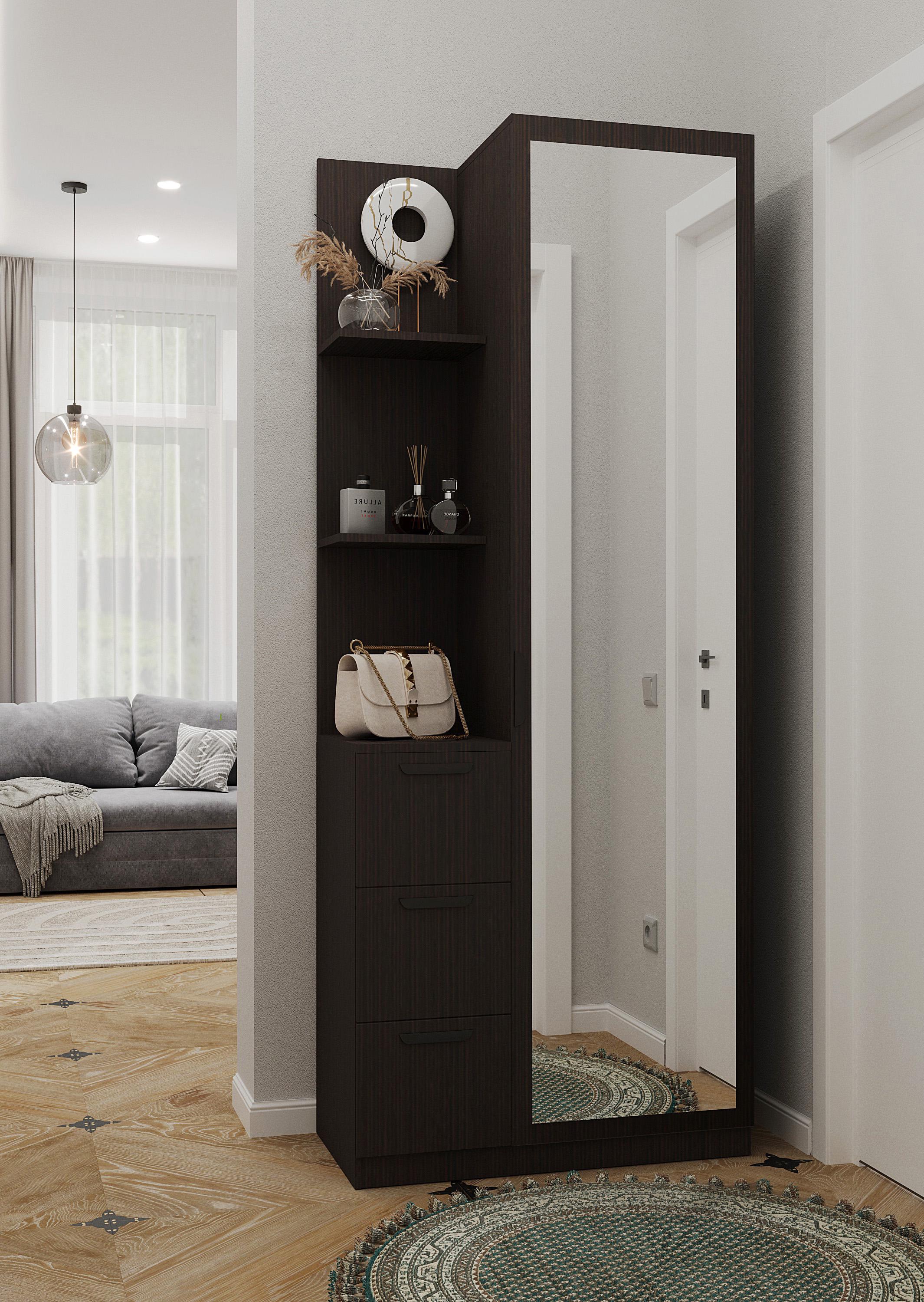 Вітальня з дзеркалом та полицями 200х80х40 см Венге магія - фото 1 Вітальня з дзеркалом та полицями 200х80х40 см Венге магія - фото 1