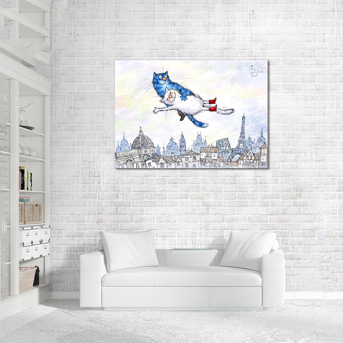 Модульная картина Фантазия мяу-диез-Шагал 1 модуль 30х45 см