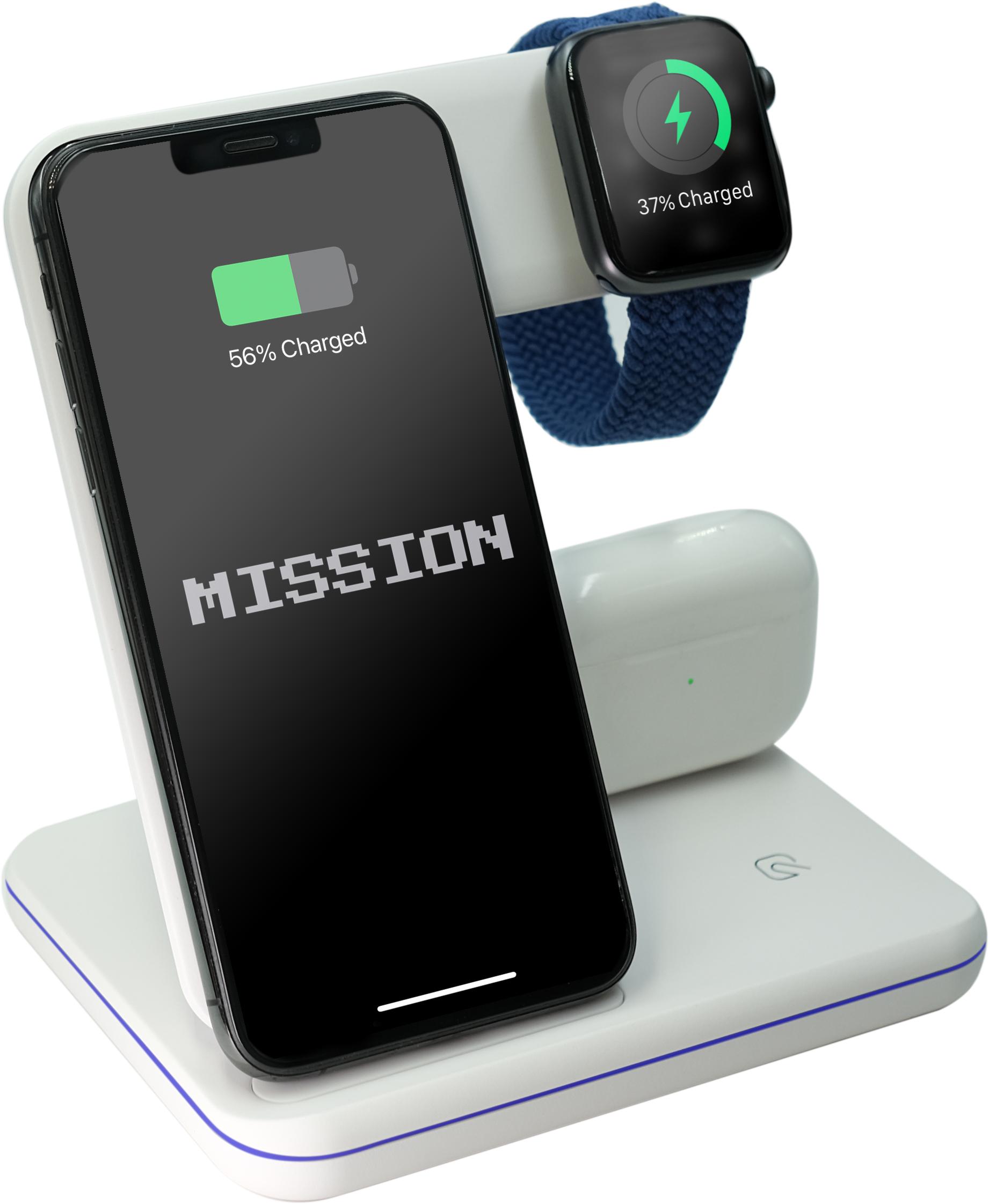 Беспроводное зарядное устройство Mission Dock Station 3в1 White (Mi-DS-3in1wh) - фото 3 Беспроводное зарядное устройство Mission Dock Station 3в1 White (Mi-DS-3in1wh) - фото 3