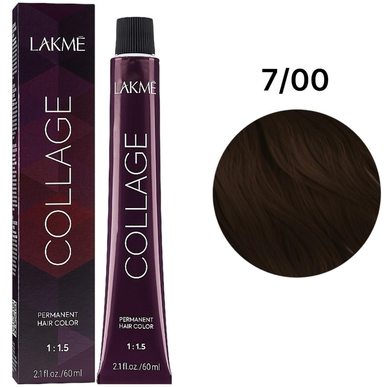 Краска для волос устойчивая Lakme Collage Creme Hair Color 7/00 Средний натуральный блондин 60 мл