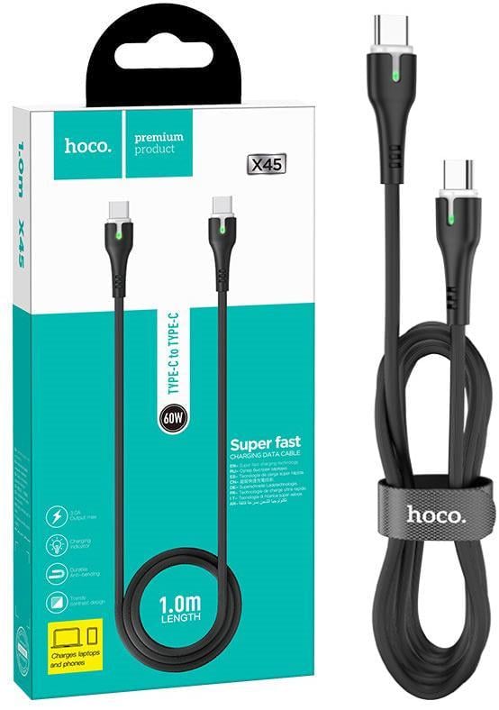Кабель синхронизации данных Hoco X45 Type-C to Type-C 1 м Black (25113) Кабель синхронизации данных Hoco X45 Type-C to Type-C 1 м Black (25113)
