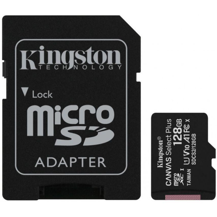 Карта памяти Kingston Canvas Select Plus MicroSDXC 128GB Class 10 UHS-I R100MB/s + SD-адаптер (SDCS2/128GB) Карта памяти Kingston Canvas Select Plus MicroSDXC 128GB Class 10 UHS-I R100MB/s + SD-адаптер (SDCS2/128GB)