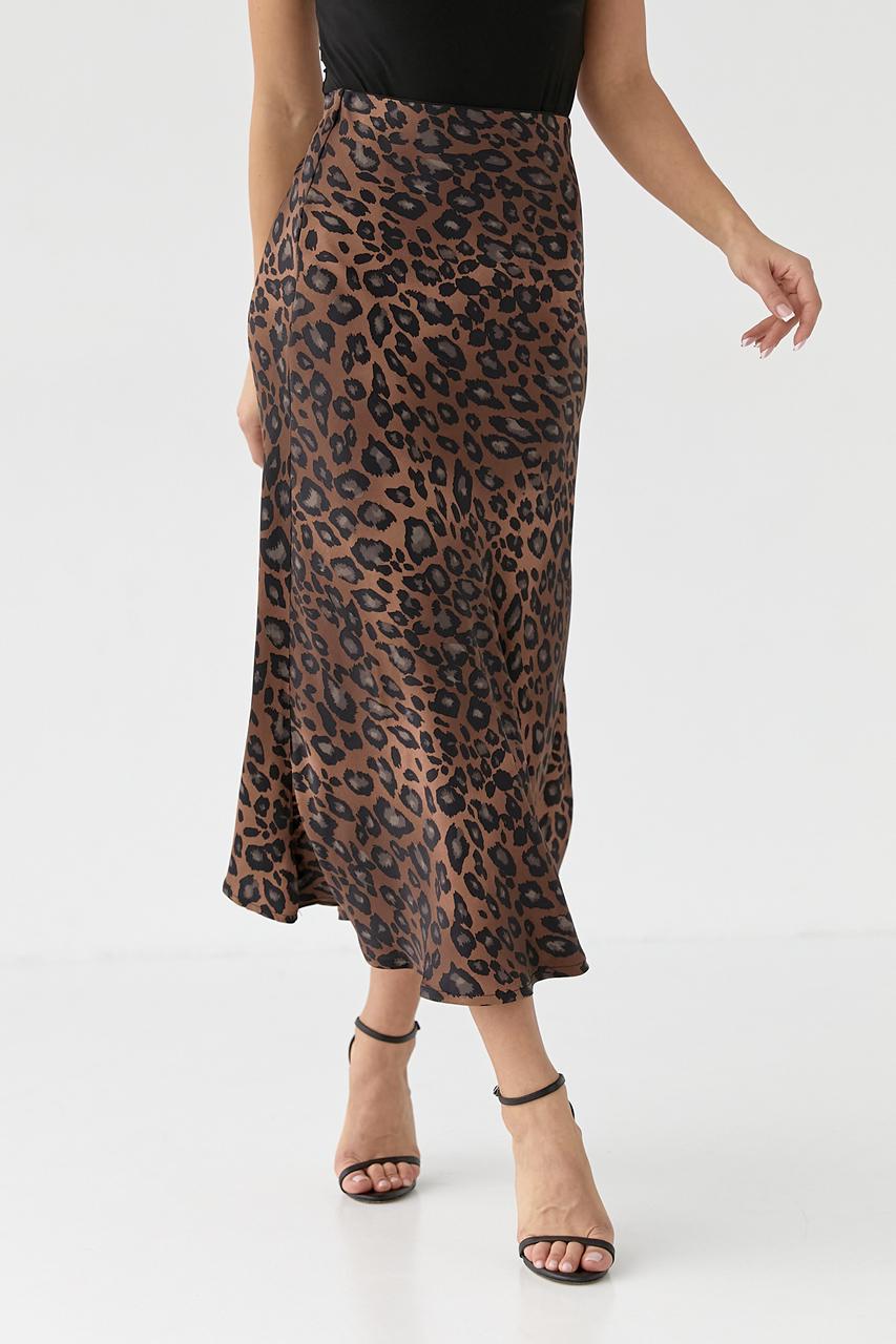 Юбка миди атласная S Коричневый (9505909)