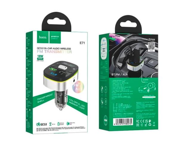 Зарядний пристрій автомобільний з FM-модулятором Hoco E71 PD18W QC3.0 BT5.0 Black - фото 4 Зарядний пристрій автомобільний з FM-модулятором Hoco E71 PD18W QC3.0 BT5.0 Black - фото 4