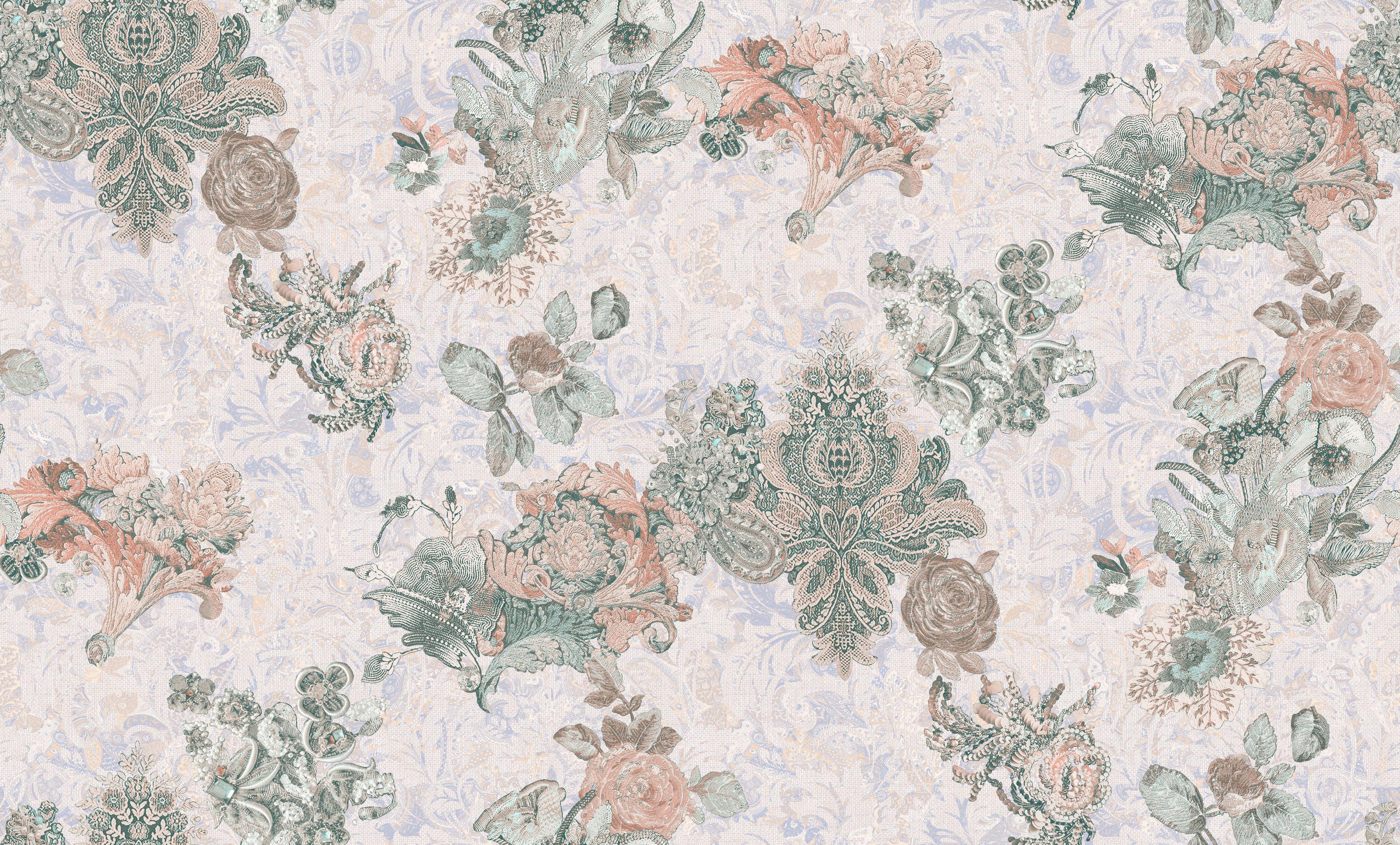 Обои виниловые на флизелиновой основе Samsara Yuanlong 881102 Серый/Белый/Сиреневый