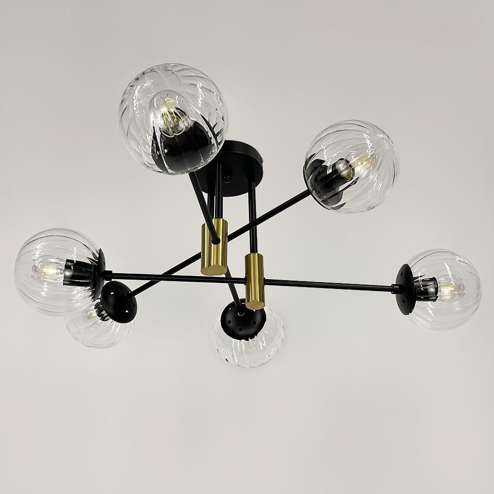 Люстра потолочная Lighthouse LF-17376/6 TBS/BK/CL Черный/Латунь/Прозрачный