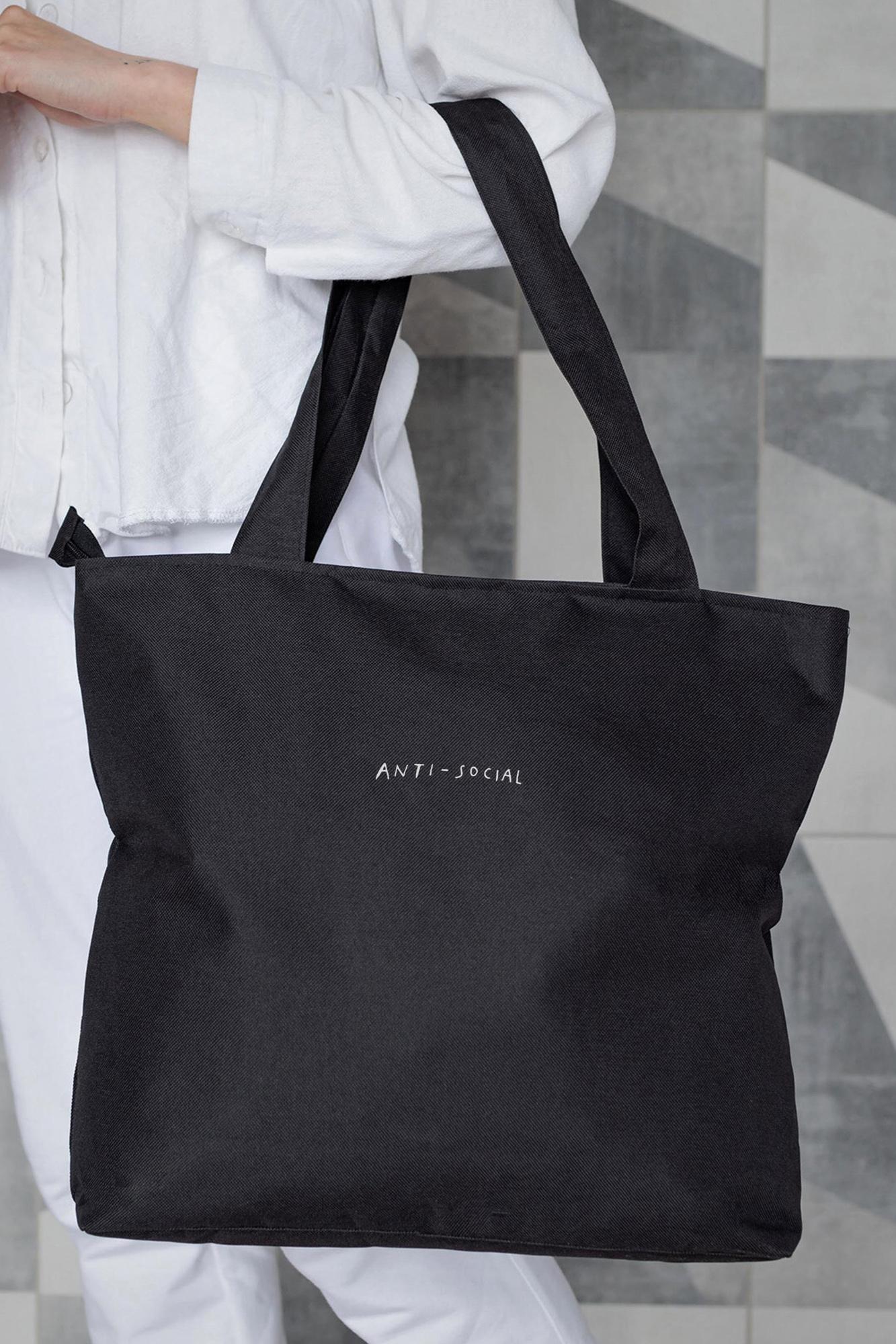 Шопер женский тканевый эко с принтом AntiSocial Black (8055438) Шопер женский тканевый эко с принтом AntiSocial Black (8055438)