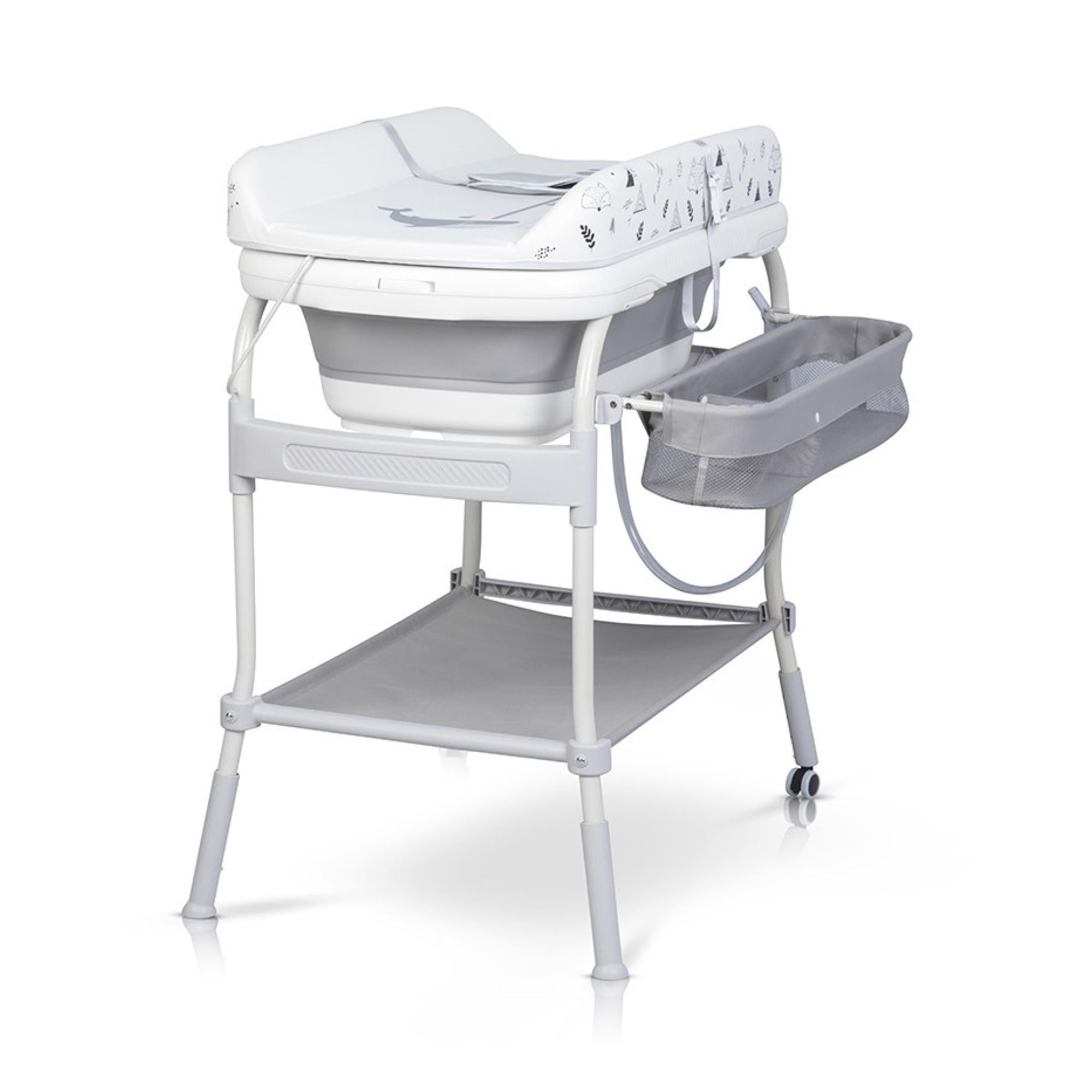 Пеленальный столик со складной ванночкой Babyhood BM-300 Бело-серый (29390729)