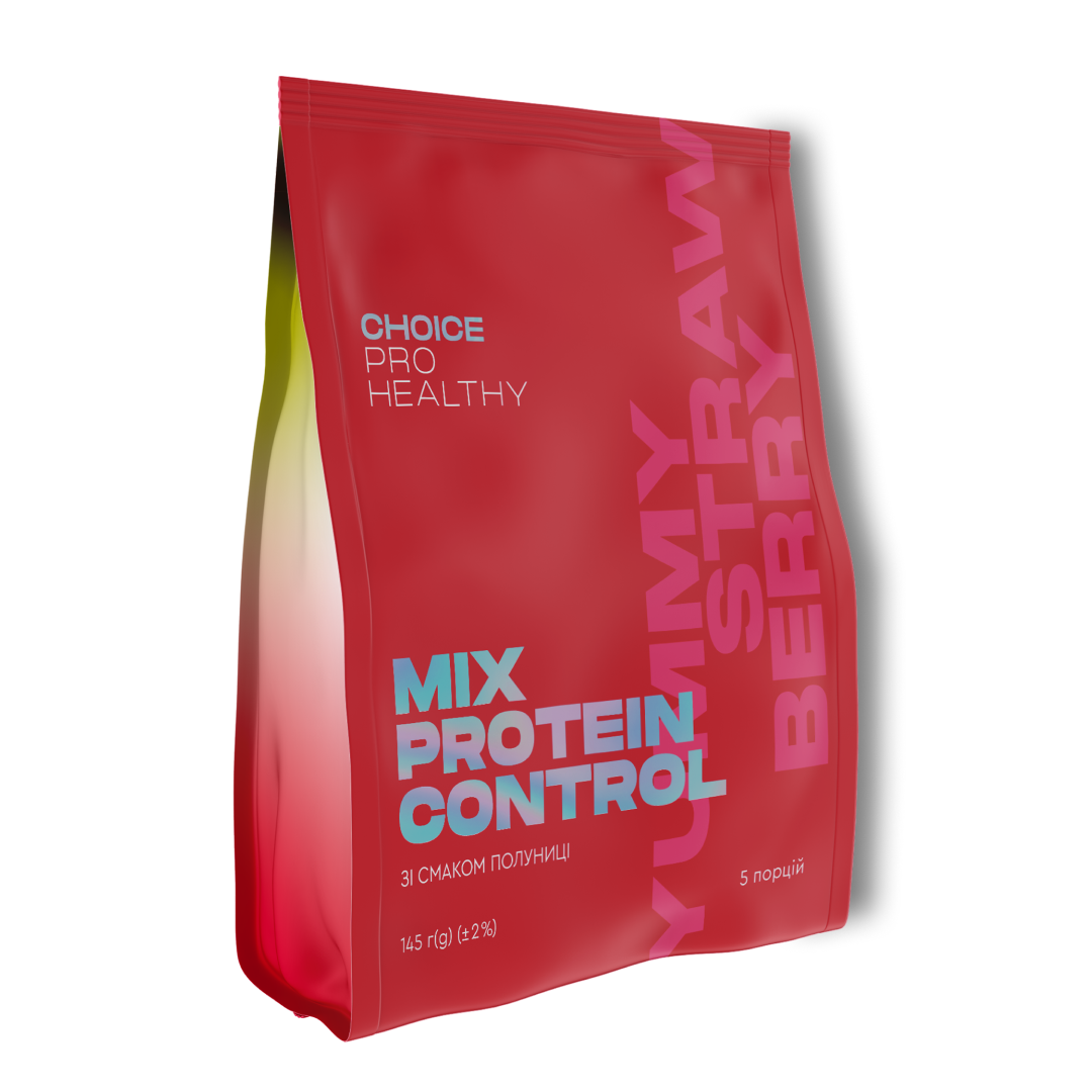Протеїновий коктейль зі смаком полуниці для контролю або для збільшення ваги Pro Healthy Choice Mix Protein Control Yummy Strawberry 145 г - фото 1 Протеїновий коктейль зі смаком полуниці для контролю або для збільшення ваги Pro Healthy Choice Mix Protein Control Yummy Strawberry 145 г - фото 1