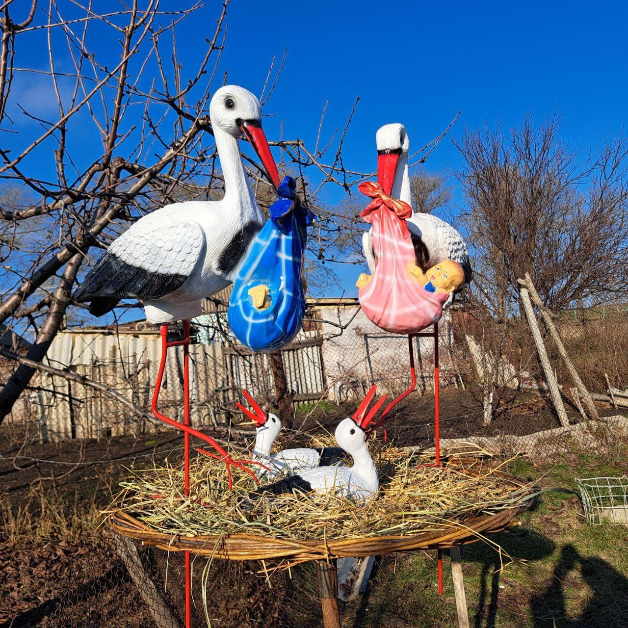 Комплект фігур Сім'я садових лелек №111 з гніздом d 75 см (4192)