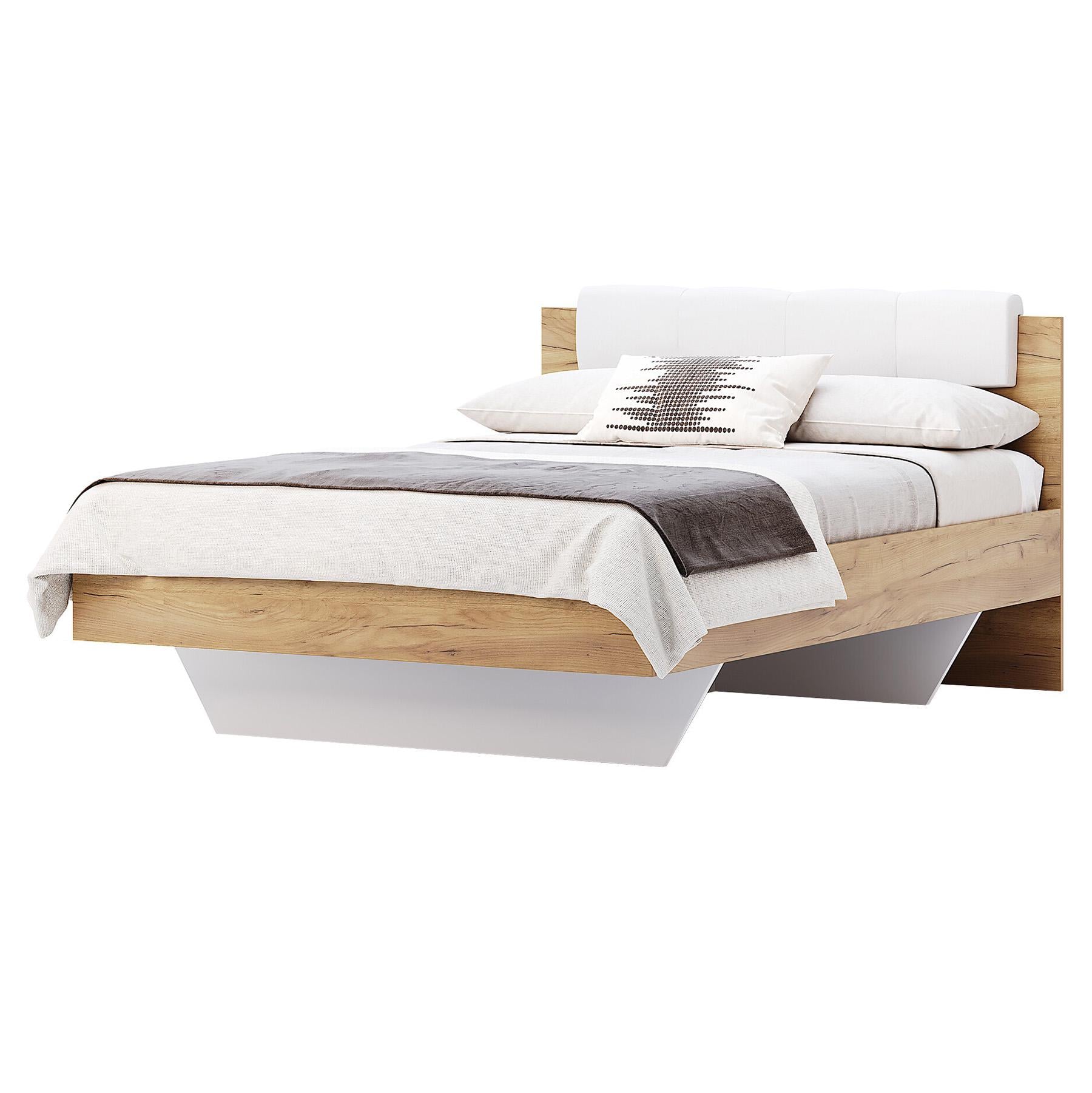 Кровать полуторная MiroMark Асти с каркасом без матраса 140х200 см Дуб крафт/Белый глянец (AS-34-WB)