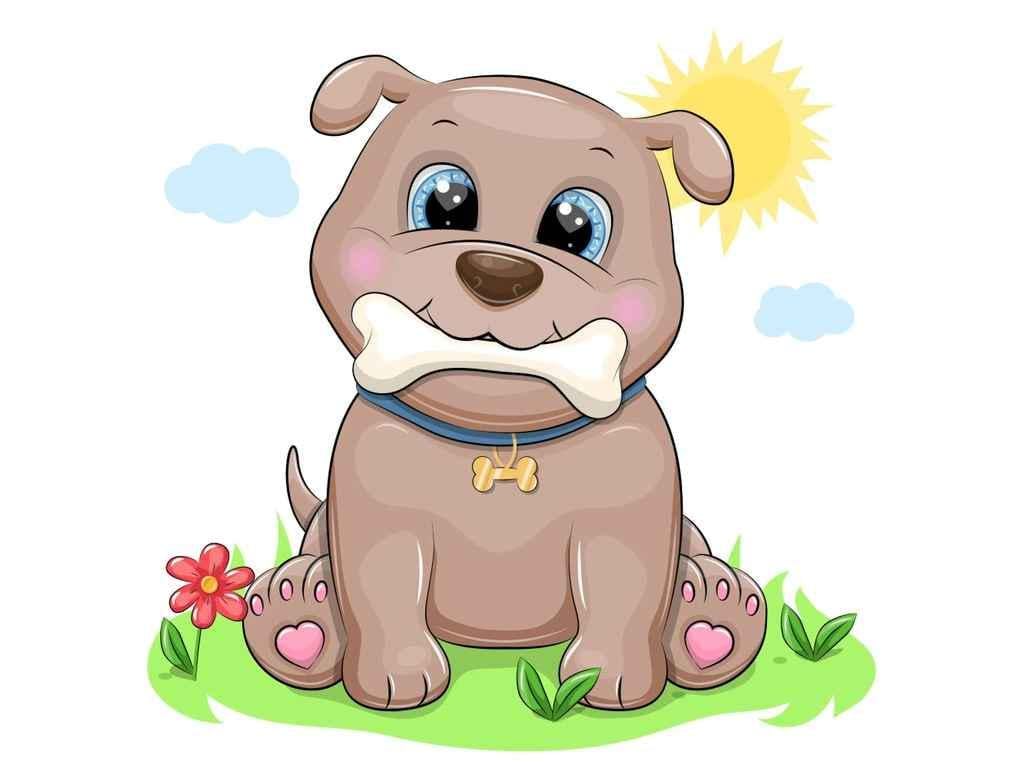 Картина по номерам Strateg Щенок с костью 30х30 см (ES205)