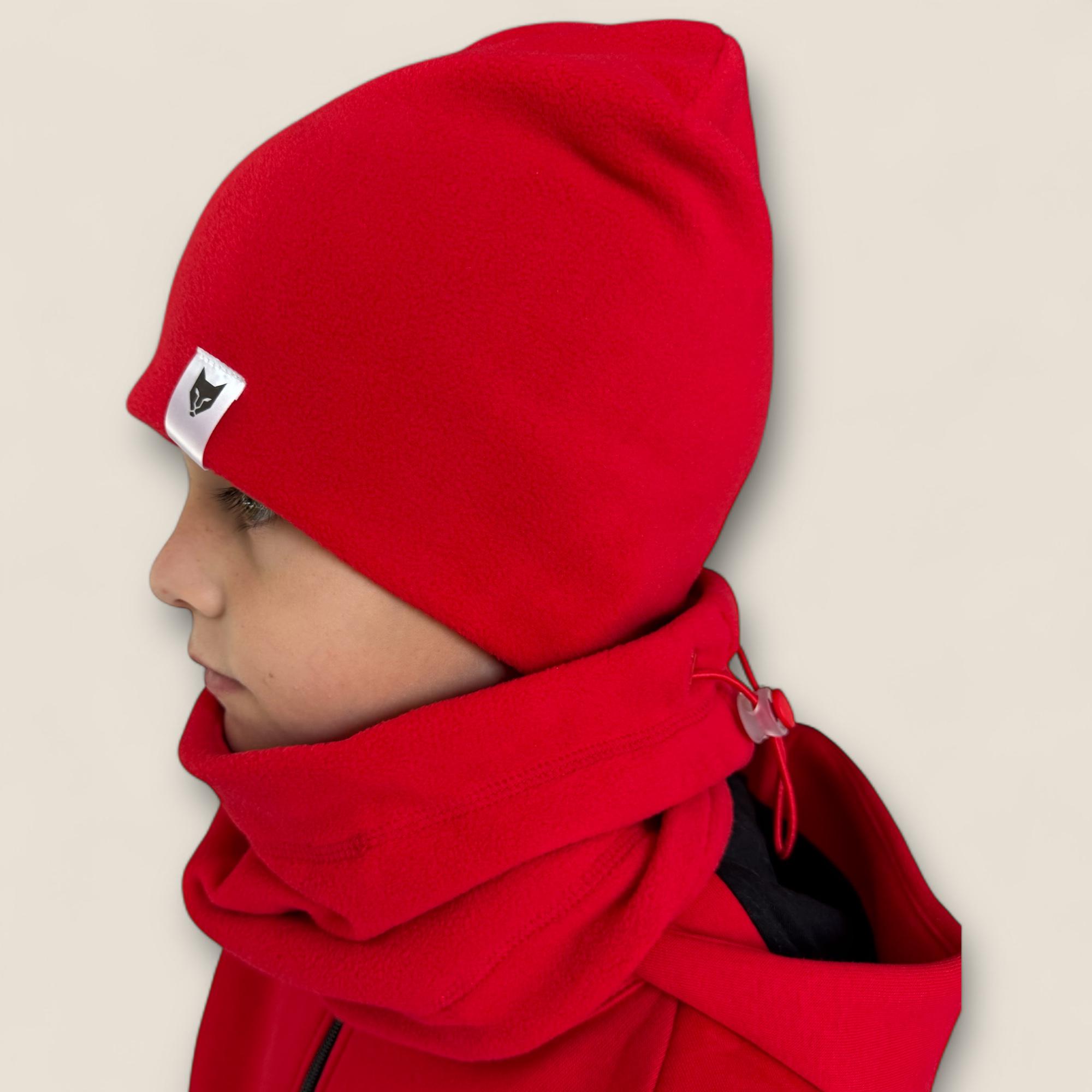 Набір шапка та снуд із мікрофлісу для тренувань та прогулянок 58 см Червоний - фото 2