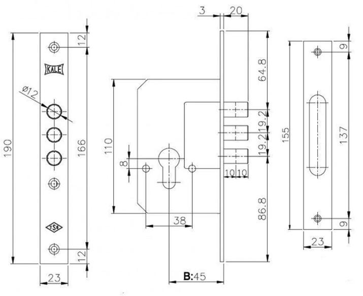 Замок 189 3M бексет планки с покрытием никель 45 мм (1-30121) - фото 2